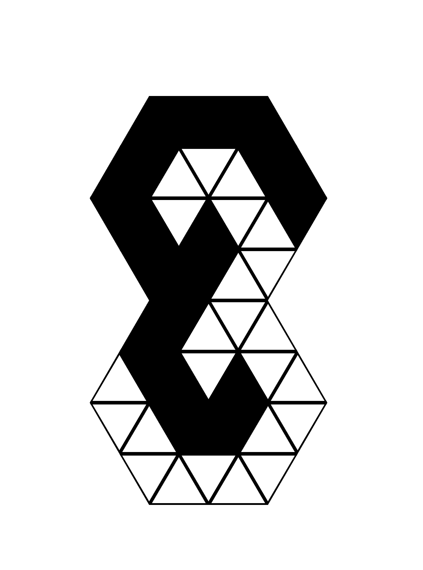 tile made out of 24 triangles which can complement itself to form a dekagon made out of two heaxgons