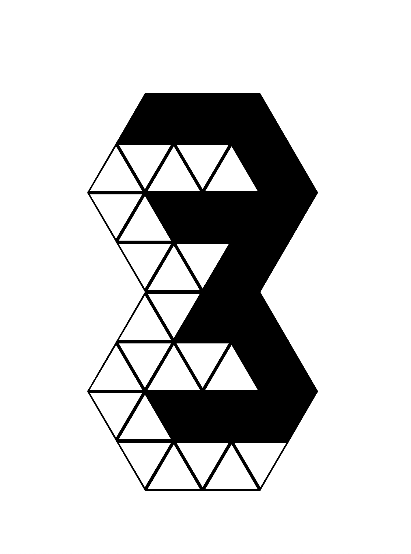 tile made out of 24 triangles which can complement itself to form a dekagon made out of two heaxgons