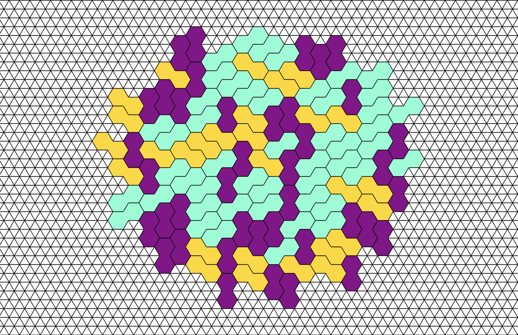 pattern of monoshaped tiles in a triangular grid